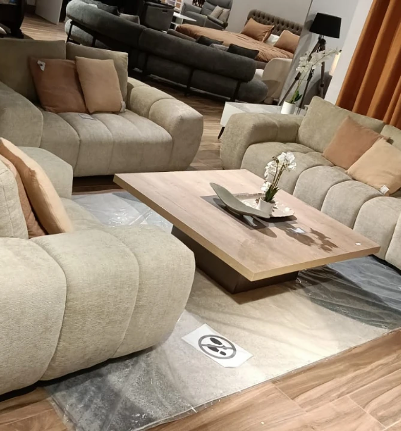 Sofa 6 seater fabric beige image