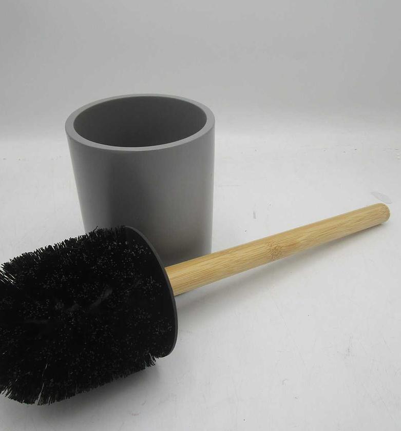 Toilet brush polyresin - grey/bamboo image