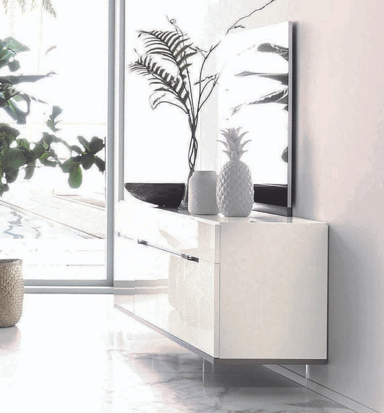 Artemide Large Buffet in White High Gloss with Matching Mirror image