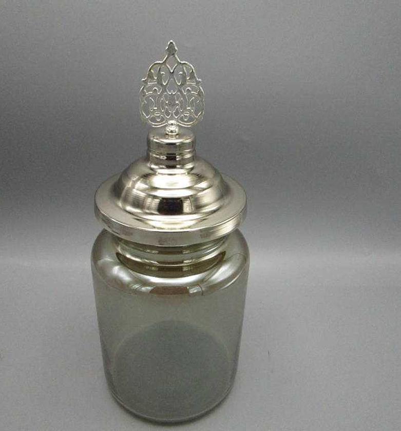 SILVER SMOKED GLASS JAR W image