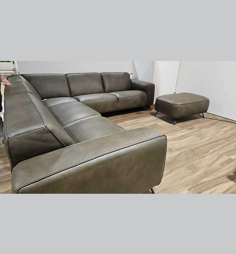 Luca Corner Sofa in Grain Leather – Ash image