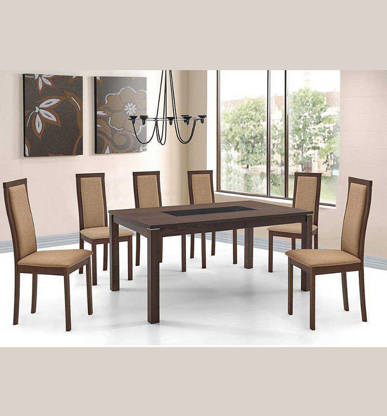 Dining Table with 6 Chairs – Black & Burn Beech Finish image