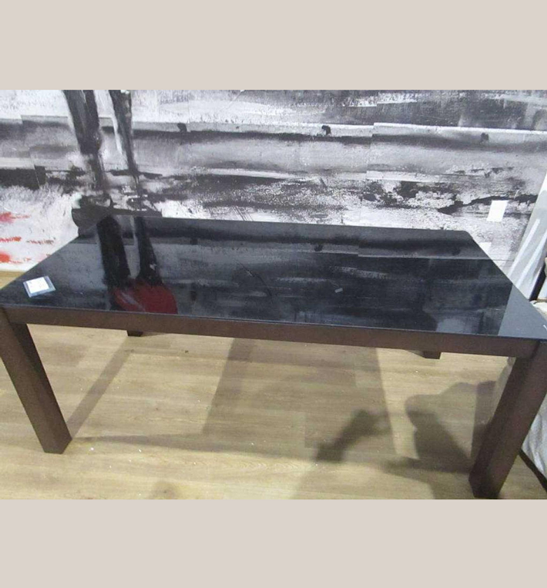 Dining Table – Black Tempered Glass Top with Solid Beech Legs image