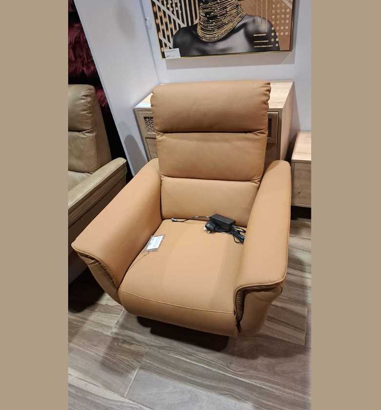 Luxora Camel Leather Electric Recliner Chair image