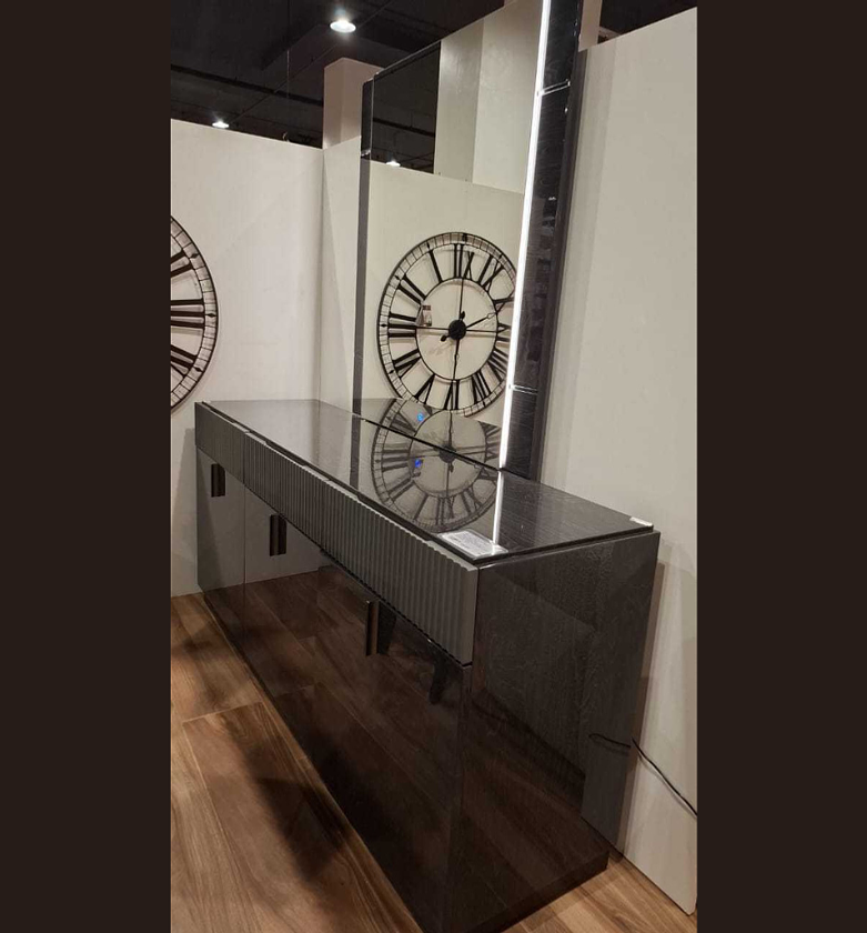 Rivano Grey Walnut & Graphite Buffet with Mirror image