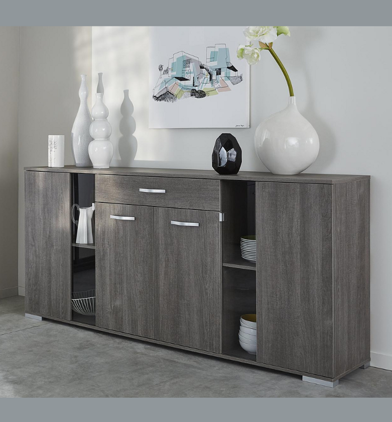 Grey Sideboard with 4 Doors & 1 Drawer – 206x42x93 cm image
