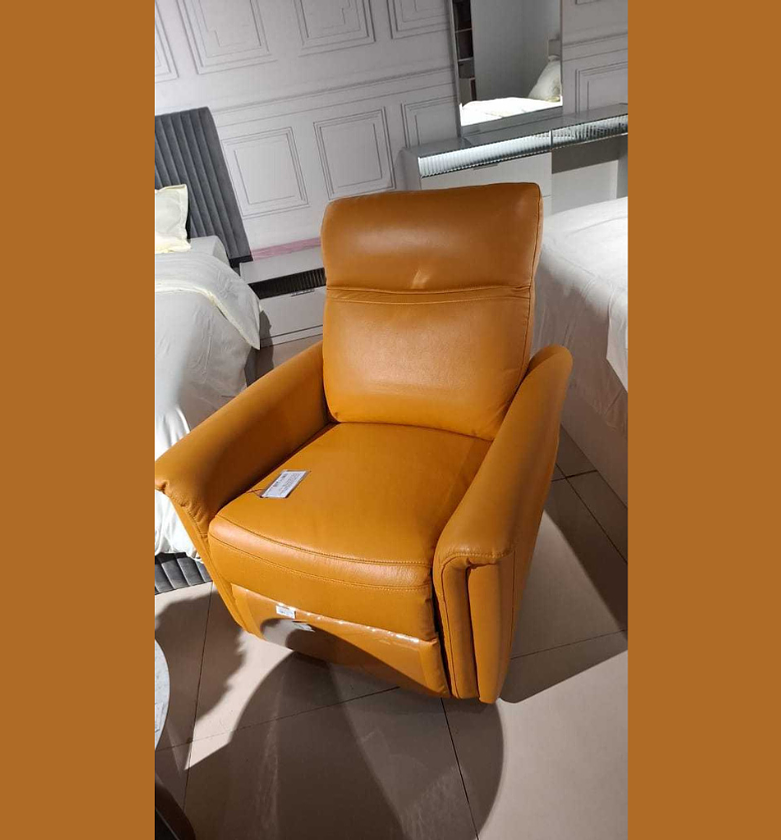 Belvaro Yellow Leather Recliner Chair image