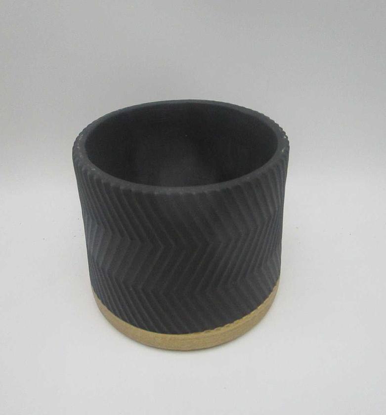 Vase cement etnic design black image