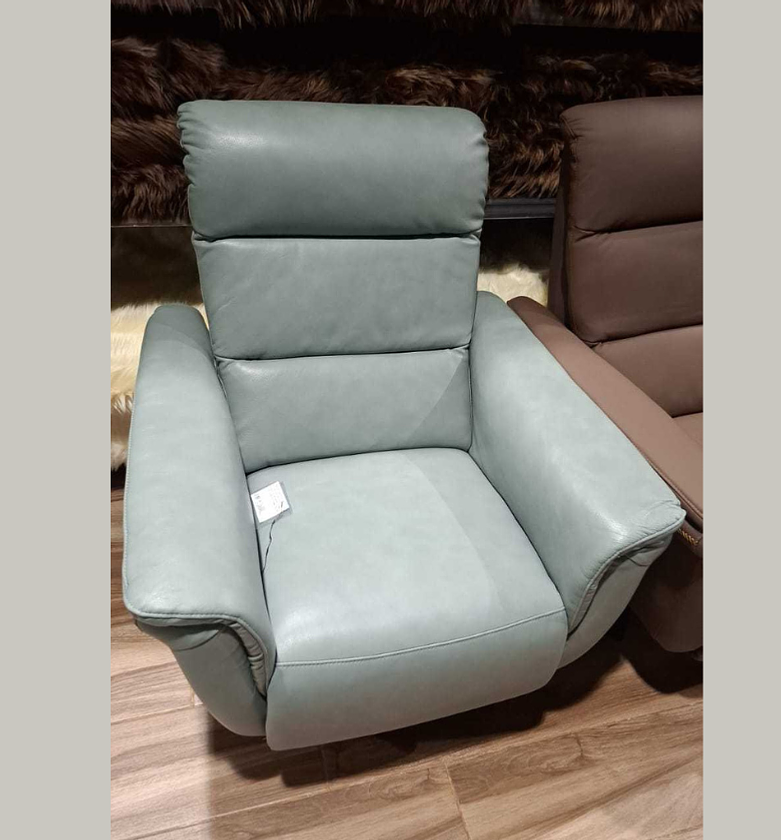 Luxora Light Blue Leather Electric Recliner Chair image
