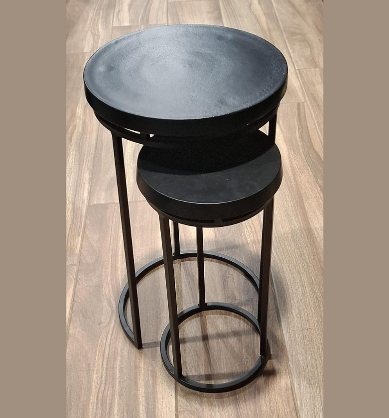 Set of 2 Black End Tables – Large & Small image