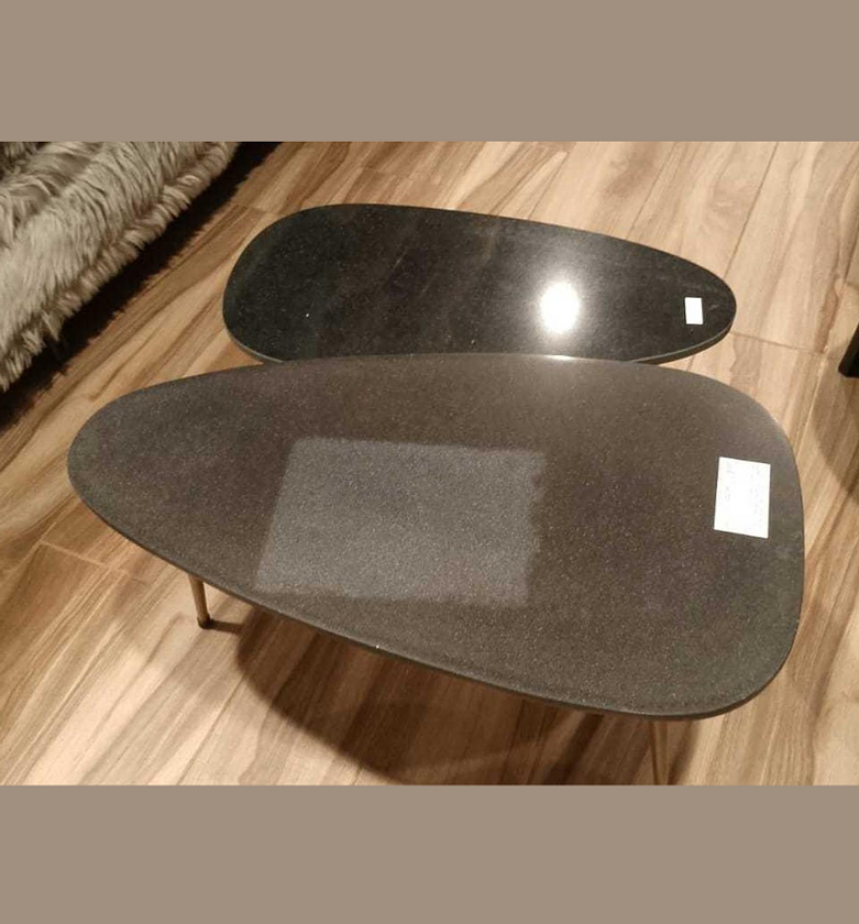 Set of 2 Coffee Tables – Black Marble Top with Antique Brass Legs image