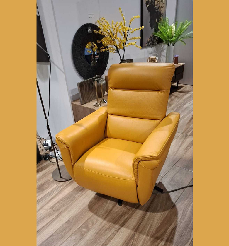 Luxora Yellow Leather Electric Recliner Chair image