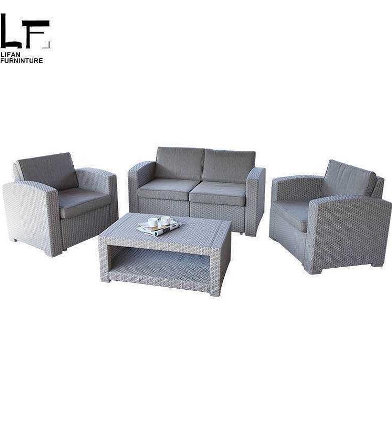 Sofa outdoor set 2+1+1+tableratten:grey image