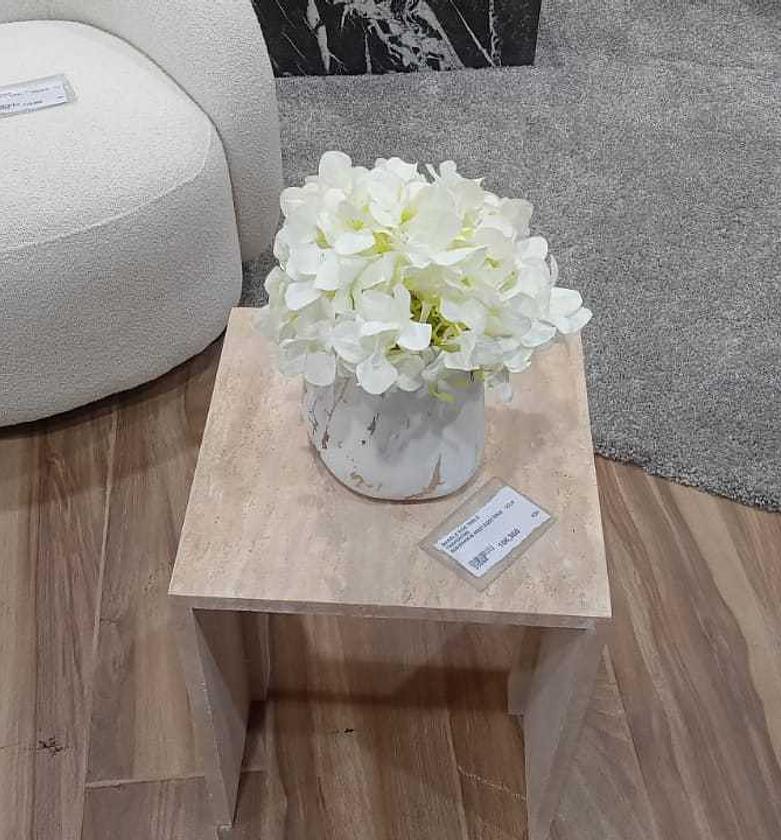 Marble side table travertine image