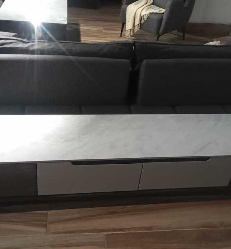 Tv stand grey+beige 6mm white image