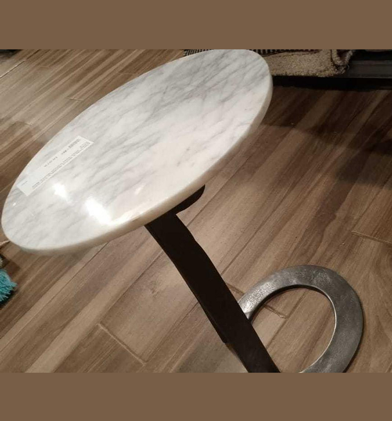End Table – White Marble Top with Zinc Base image