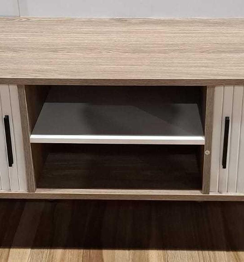 Tv stand white front + wood image