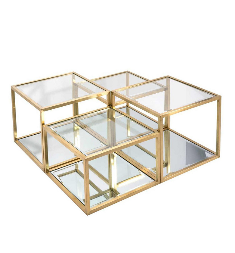 Golden Coffee Table – Set of 4, 100x100x45 cm image