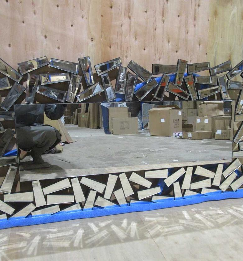 Mirror shattered glass surrounded image