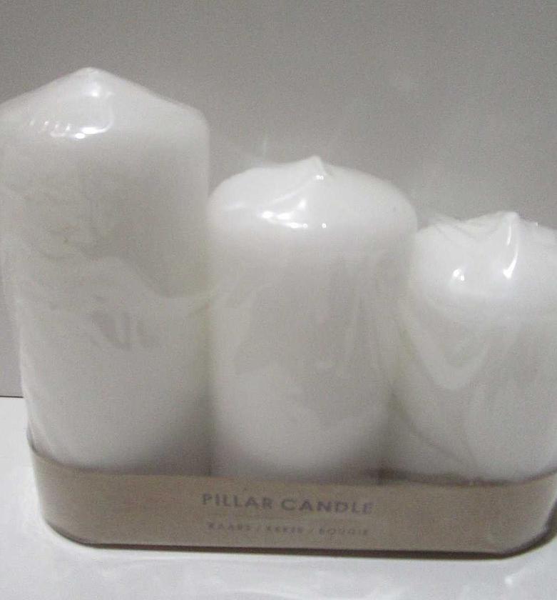 Candles set of 3 white image