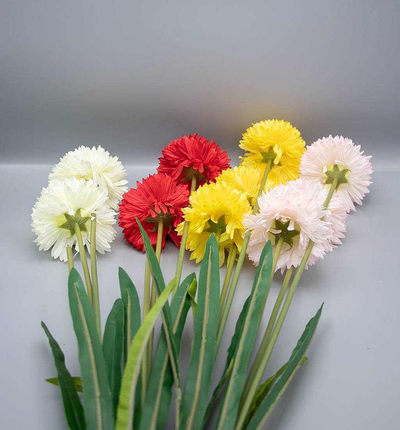 Artificial Onion Flower Stems x3 – Assorted Colors (White, Red, Pink, Yellow, Purple – 114cm) image