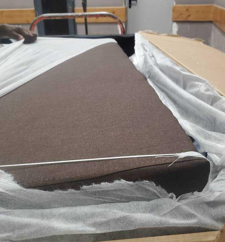 3-Seater Sofa with Stool & Metal Legs – Brown image