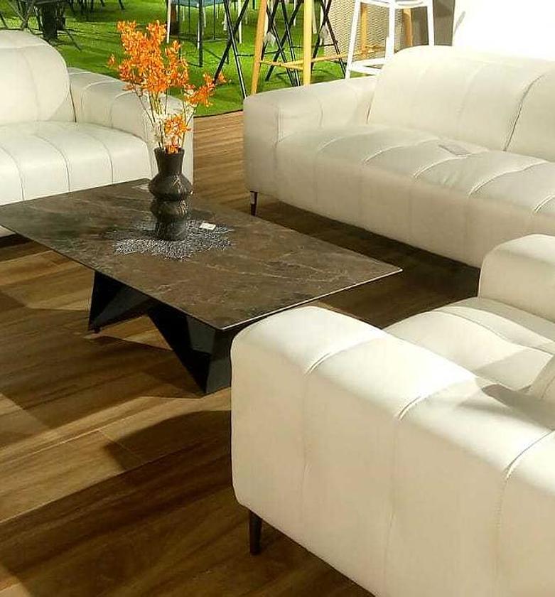 3+2+1 Leather Sofa Set with Split Back – White image