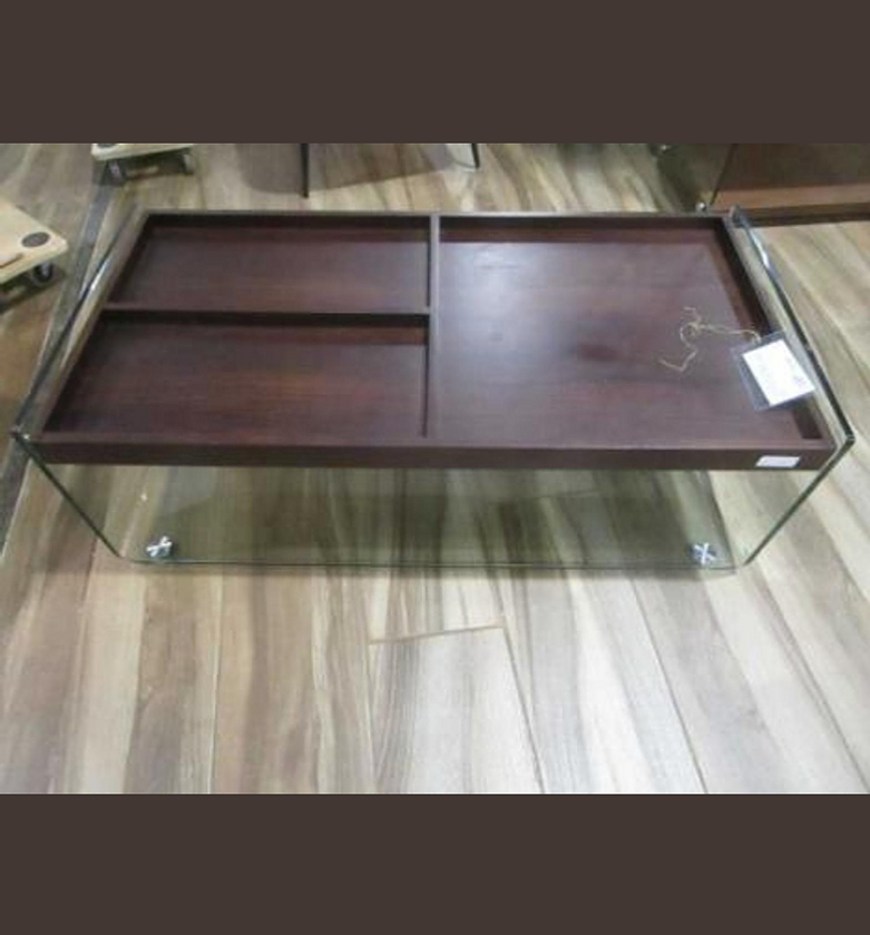 Glass & MDF Veneer Coffee Table – 110x55x38 cm image