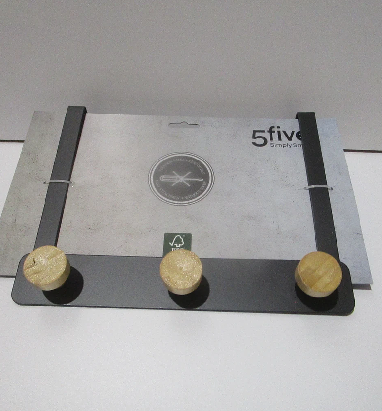 Natureo 3-Hook Black Door Hanger image