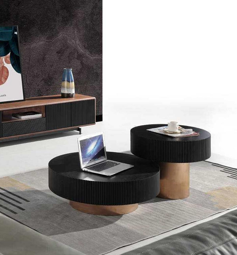 Black Coffee Table – MDF with Wood Veneer & Metal Frame image
