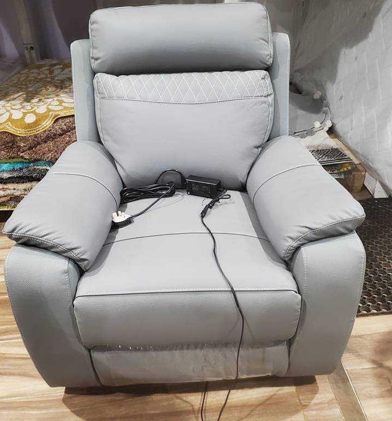 Single Electric Recliner Chair – Grey Leather image
