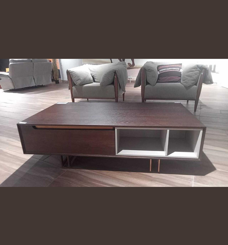 Walnut Coffee Table – MDF Top with Stainless Steel Base image