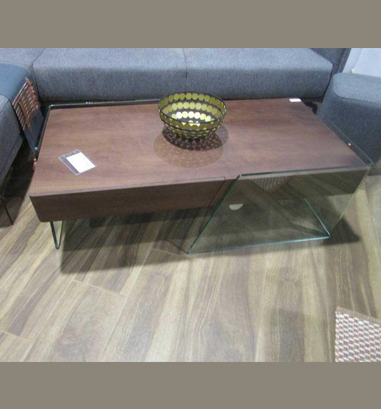 Walnut Coffee Table – 12mm Clear Hot-Bent Glass & MDF Veneer, 120x60x40 cm image