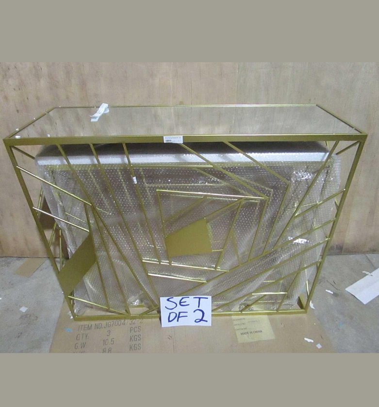 Set of 2 Gold Metal Tables  image
