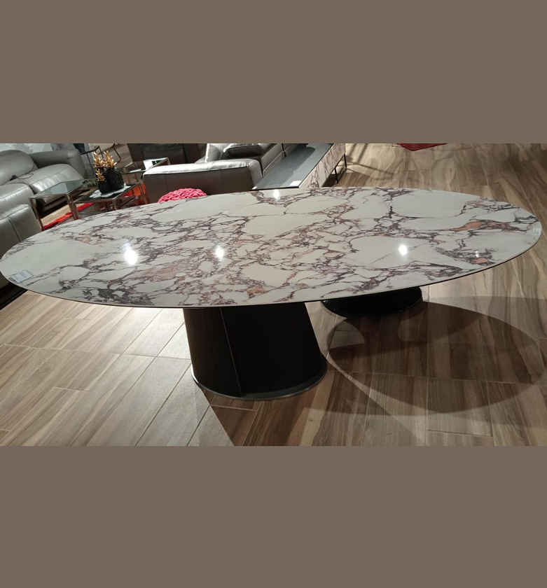 Dining Table – Ceramic Top with MDF Legs & Stainless Steel Decoration image