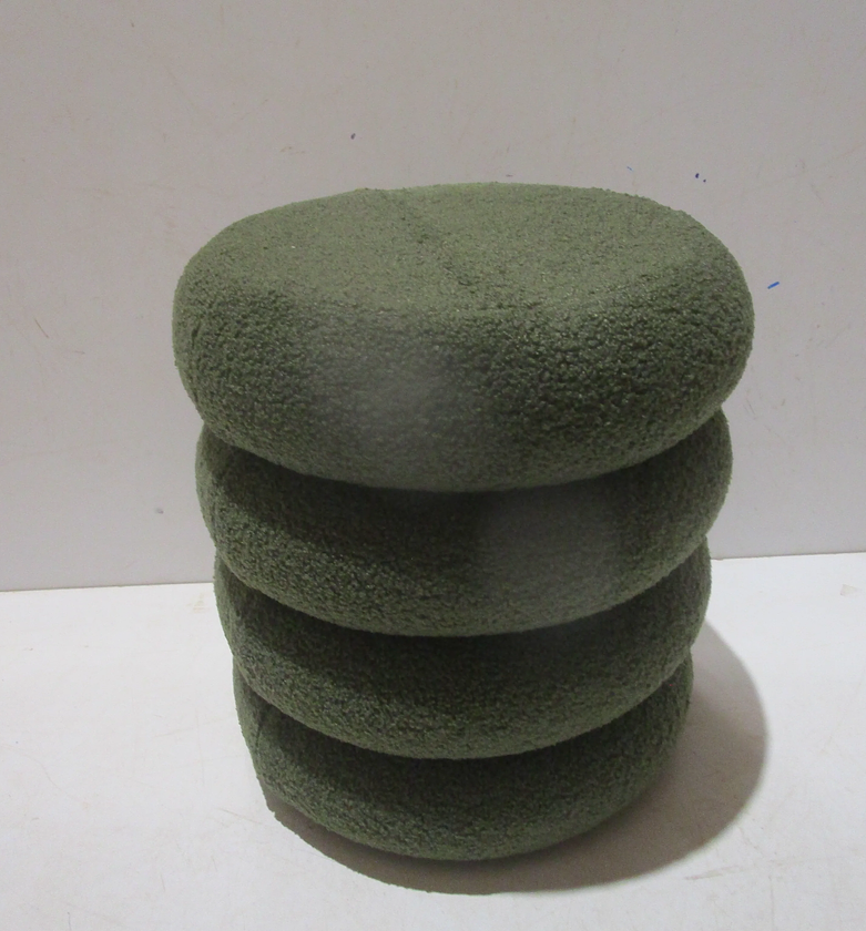 Four-Tier Dark Green Mouton Accent Stool image
