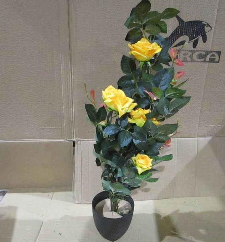 Artificial 5 heads rose potted,w/307# image