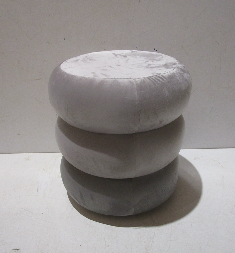 Three-Tier Grey Velvet Accent Stool image