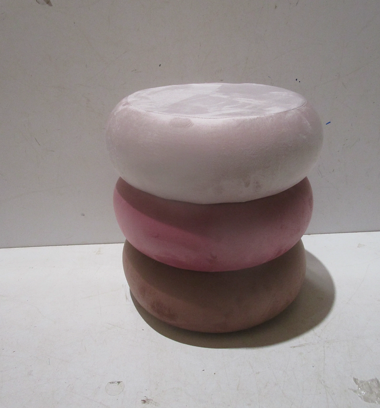Three-Tier Pink Velvet Accent Stool image
