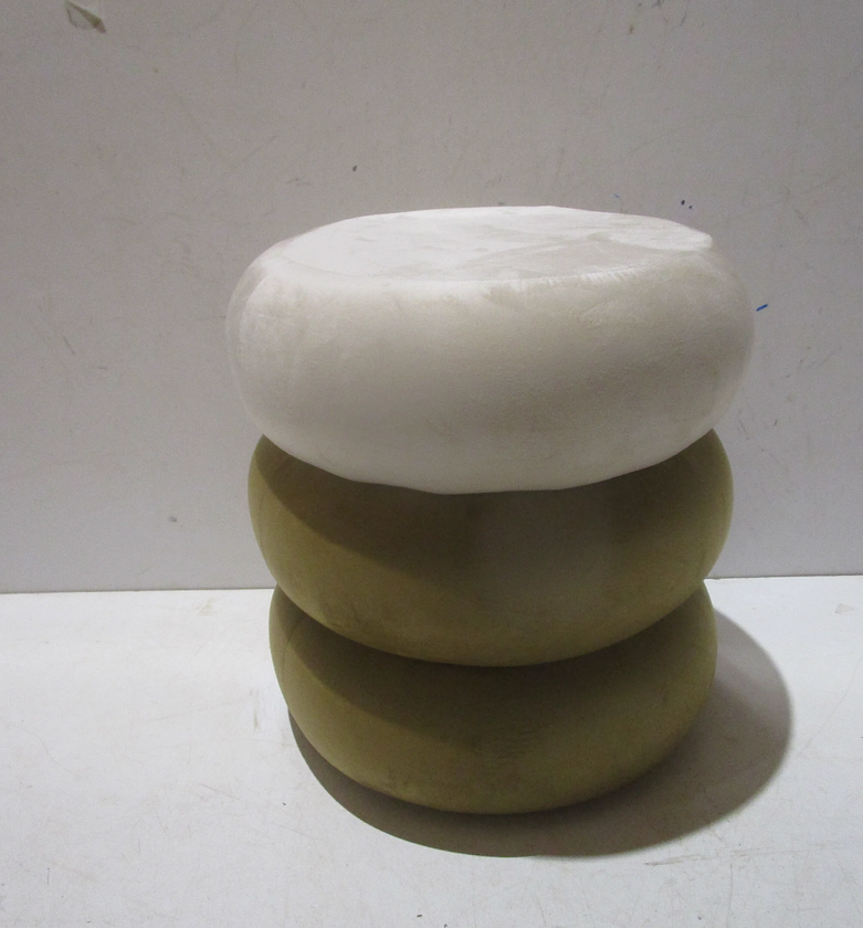 Three-Tier Beige & Light Brown Velvet Accent Stool image