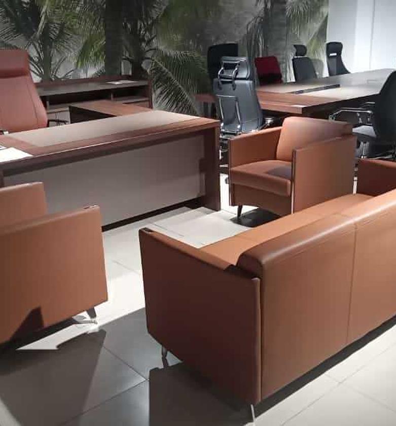 Office Sofa Set 3+1+1 – PU Leather (Brown) image