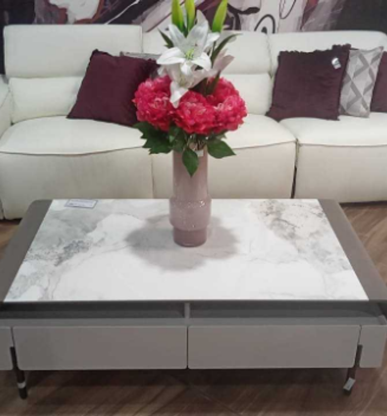 Contemporary Walnut & Grey Coffee Table with 6mm Top image