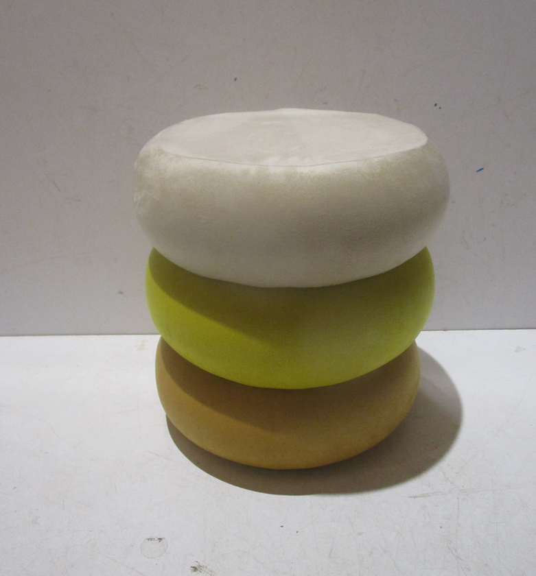 Three-Tier Beige and Yellow Velvet Accent Stool image