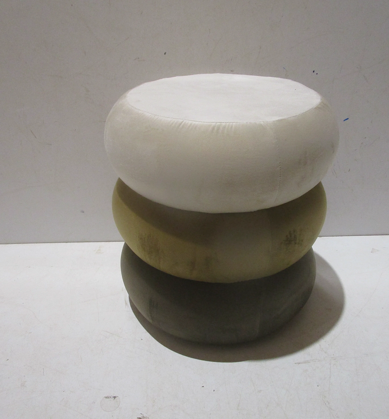 Three-Tier Beige and Brown Velvet Accent Stool image