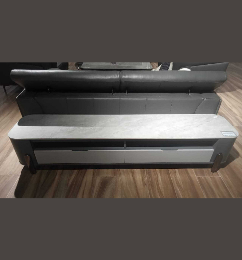 Modern Grey & White TV Stand with 6mm Top image