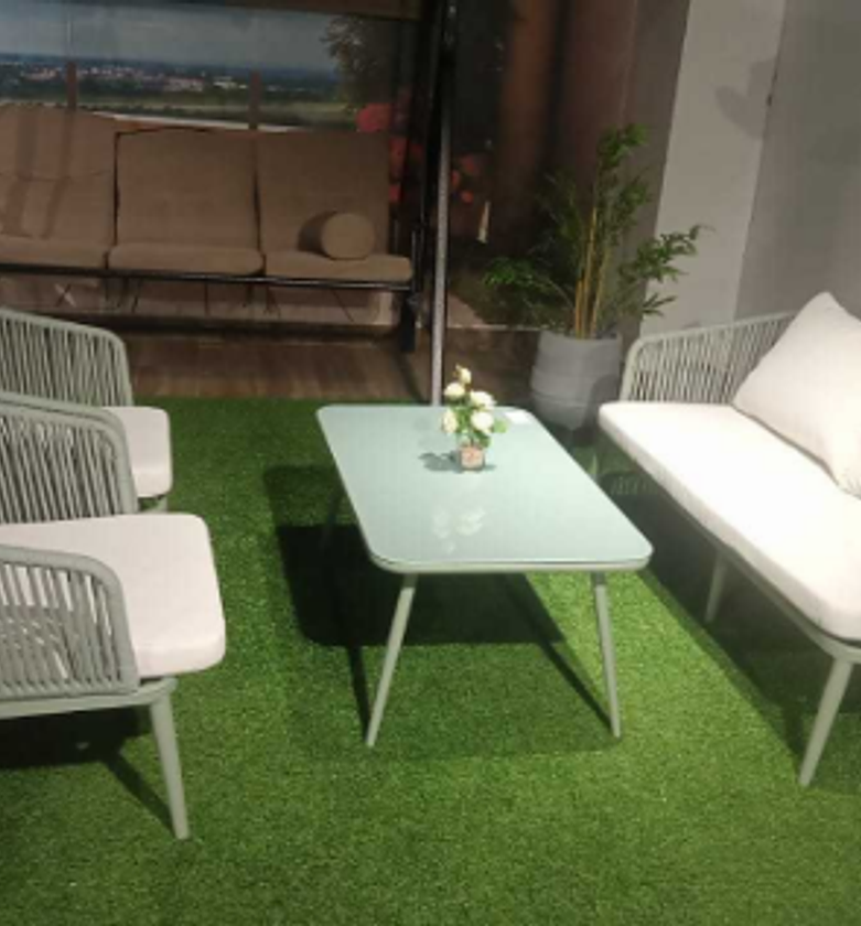 2+1+1 Green Outdoor Sofa Set with Coffee Table image