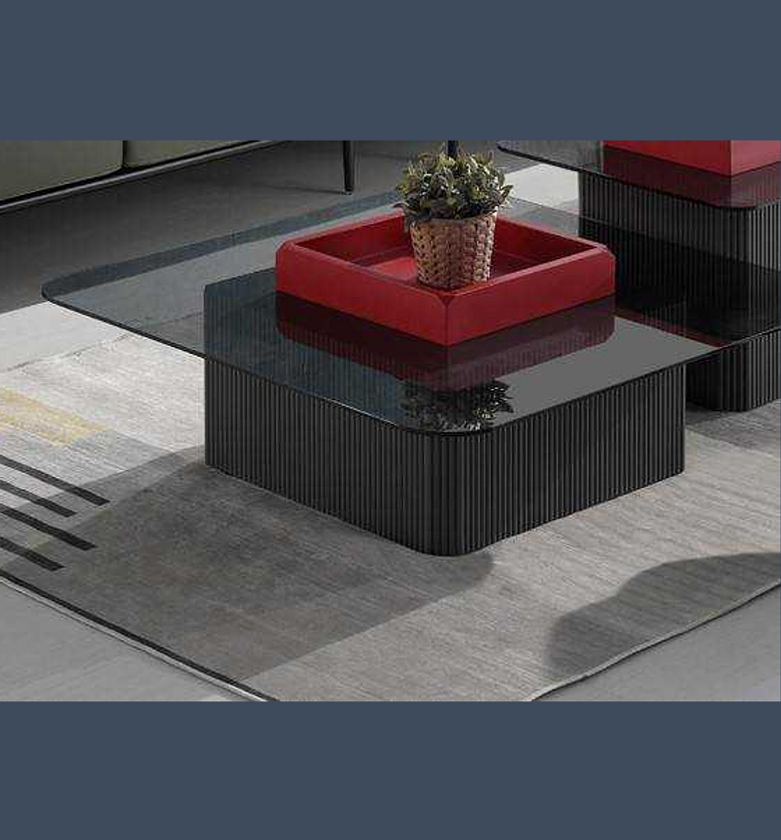 Red & Grey Coffee Table – 100x100x38 cm image