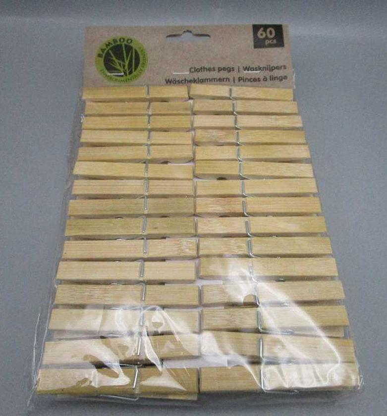 Clothes pegs bamboo 60pcs image