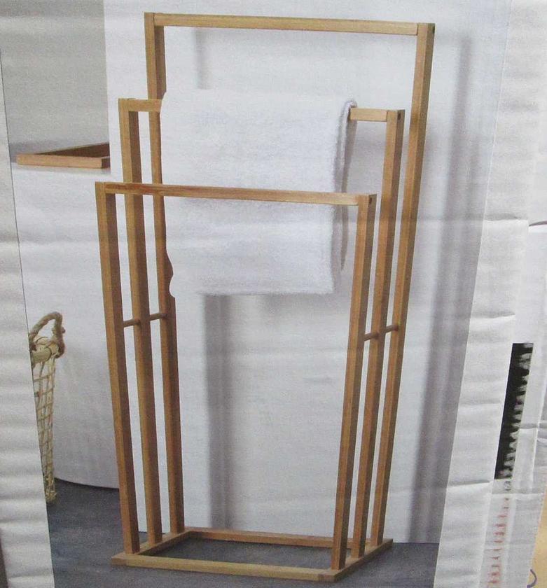 Towel rack bamboo with 3 image