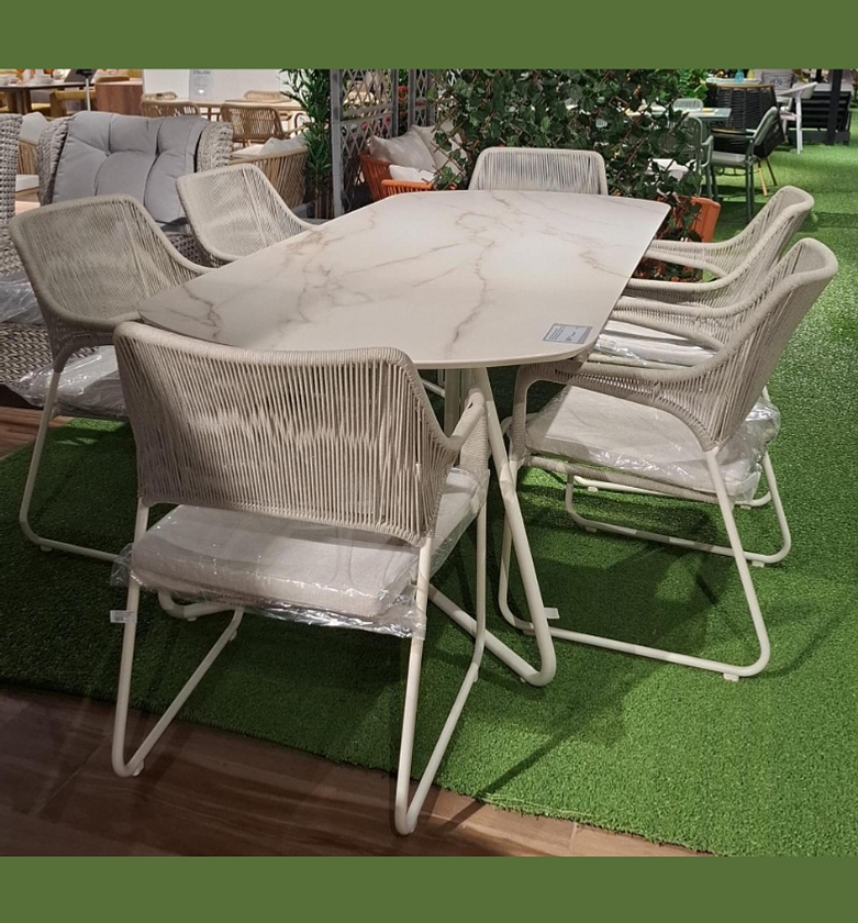 Dining Table with 6 Chairs – Beige Cushions image